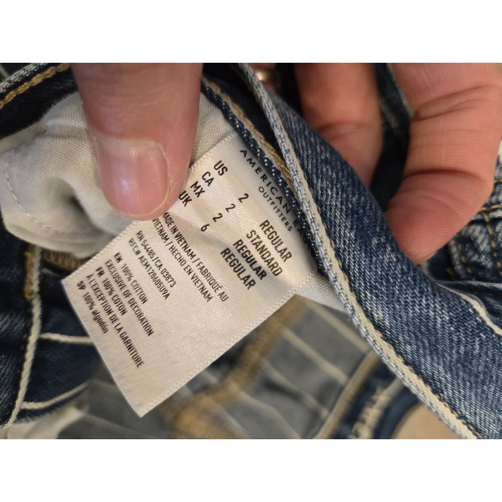 American Eagle Women's Mom Jean High Rise Striped Size 2 Regular - Picture 4 of 6